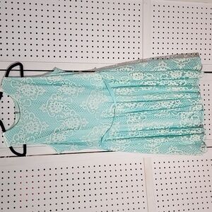 Melonie T Size 14 Lace Midi Dress Sleeveless Aqua
